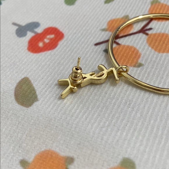 Saint Laurent Large Gold Hoop Earrings - Picture 5 of 7